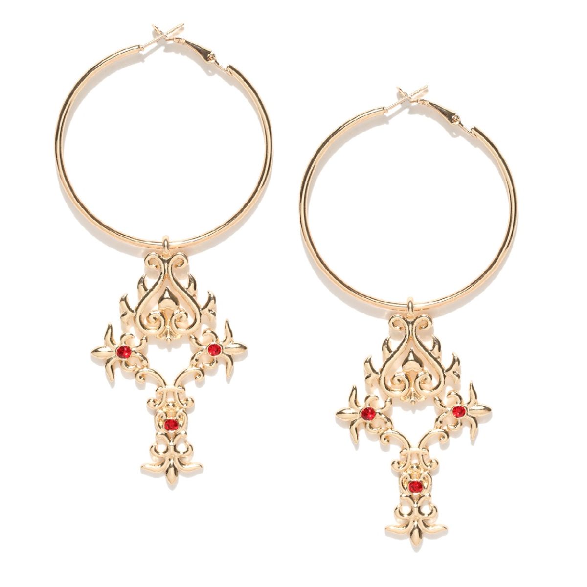 Buy Oomph Jewellery Gold Tone Floral Filigree With Red Crystal