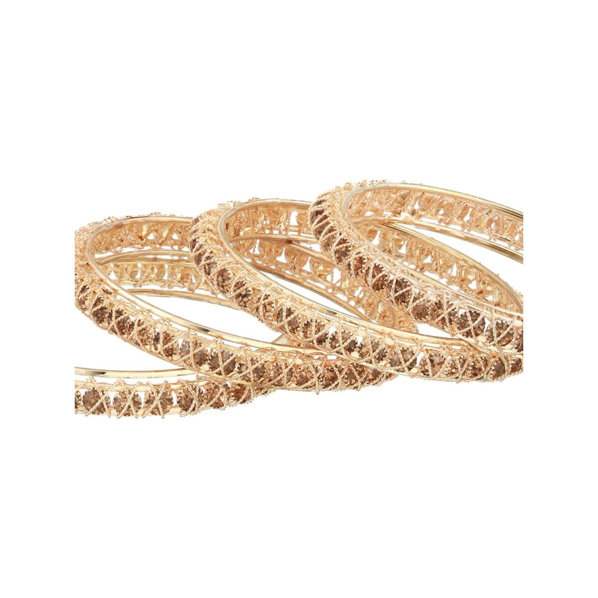 Buy Jazz And Sizzle Gold Plated Crystal Studded Bangles Set Of Online