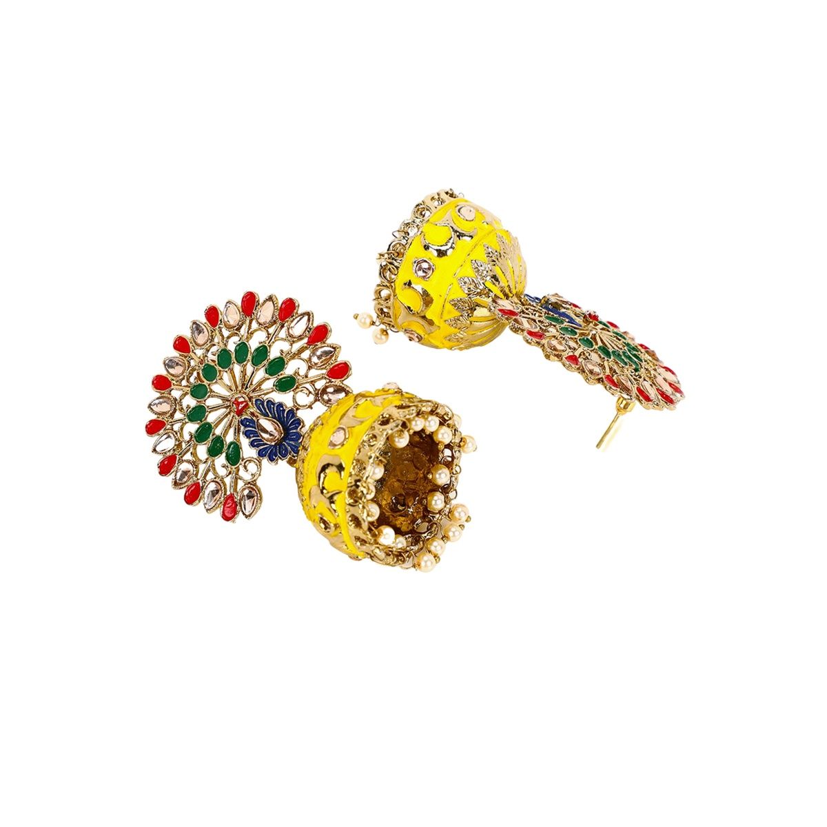 Buy Yellow Chimes Multicoloured Contemporary Jhumkas Earrings Online