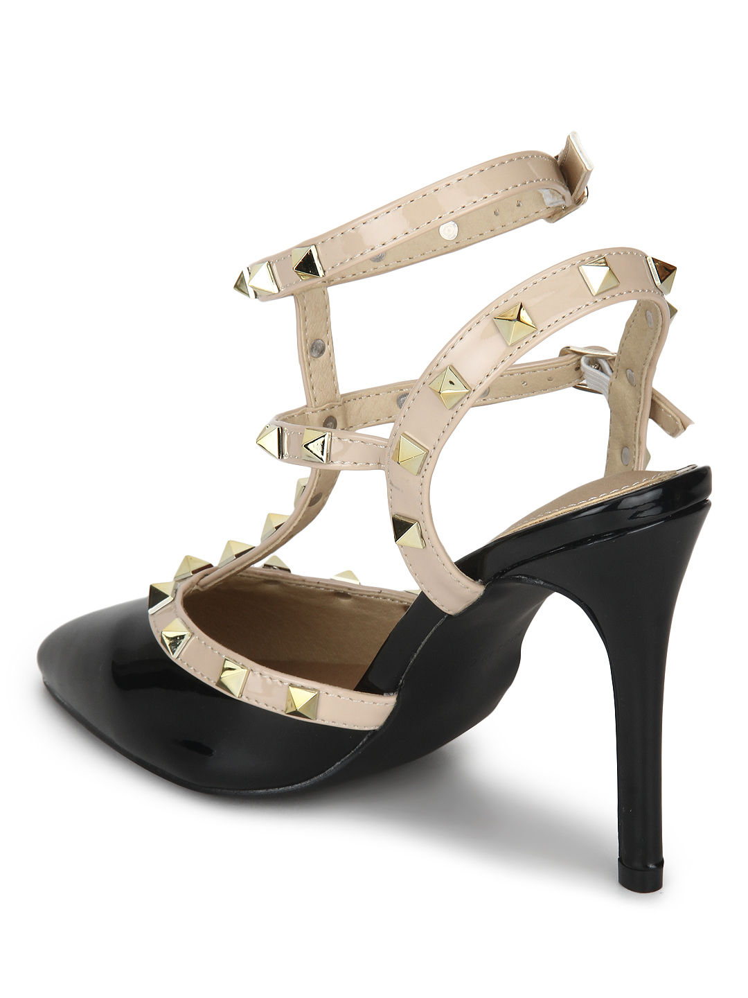 Truffle Collection Black Nude Studded Strappy Stiletto Heels Buy