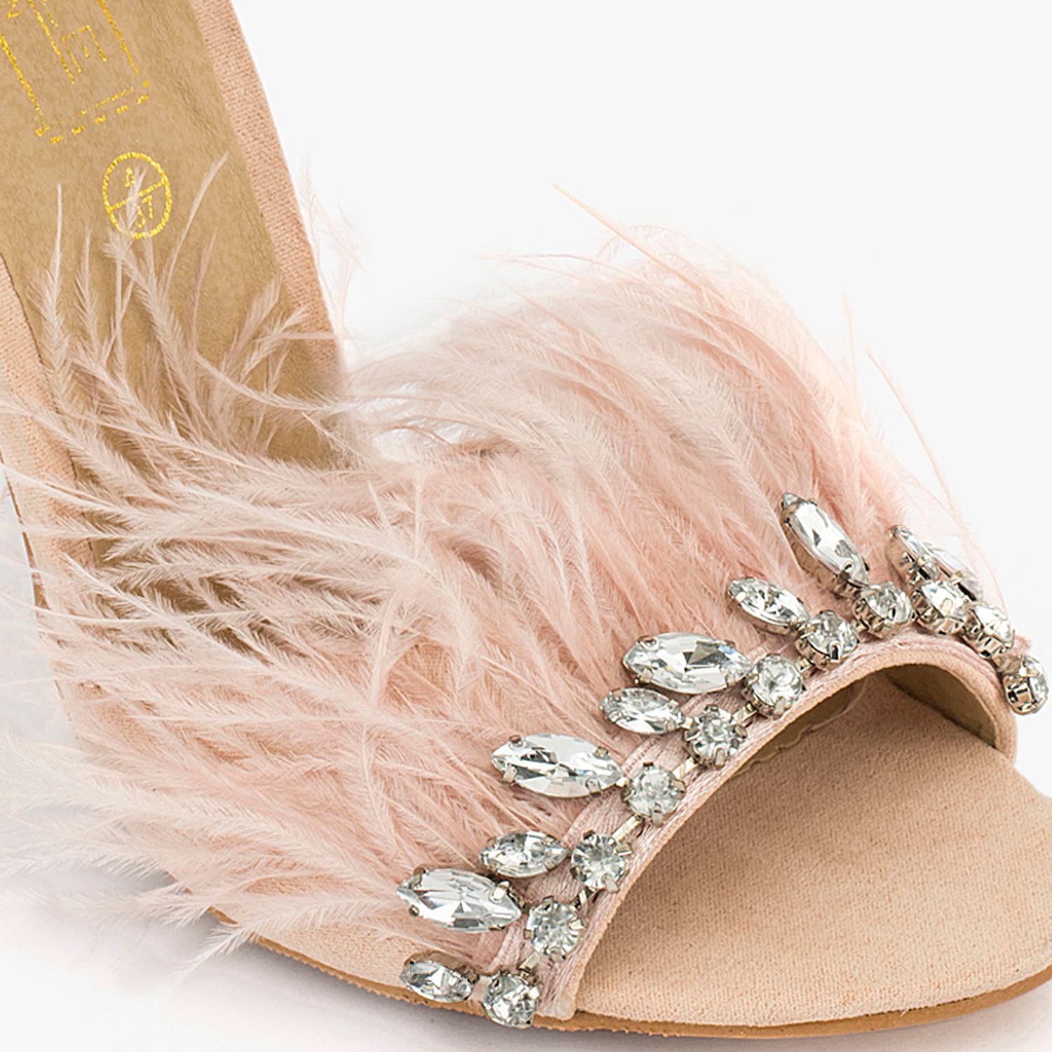 Truffle Collection Nude Diamante Feather High Heels Buy Truffle