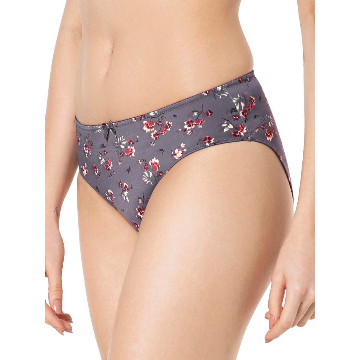 Amante Printed Three Fourth Coverage Low Rise Bikini Panty Grey Buy