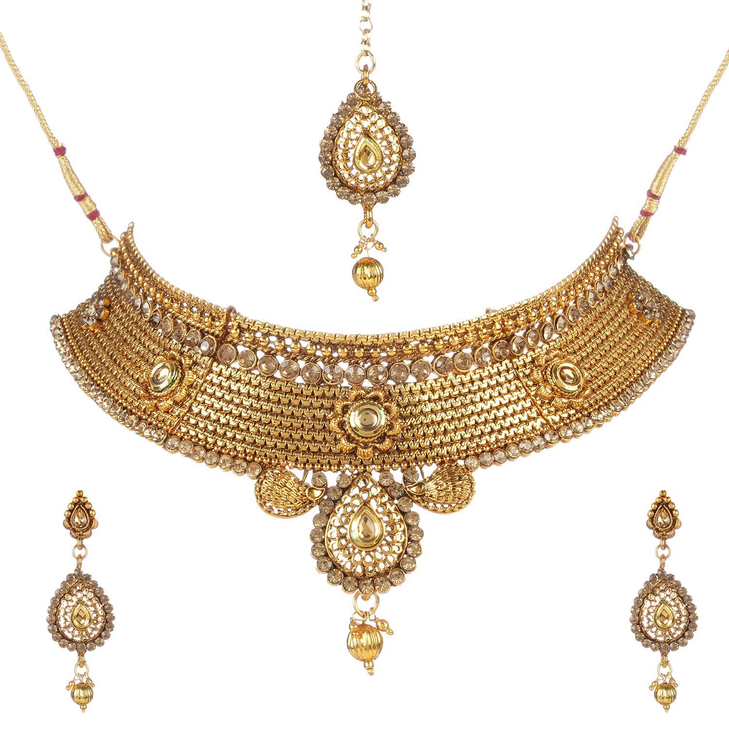 Buy Anika S Creation Elegant Kundan Chokar Jewellery Set With Maang