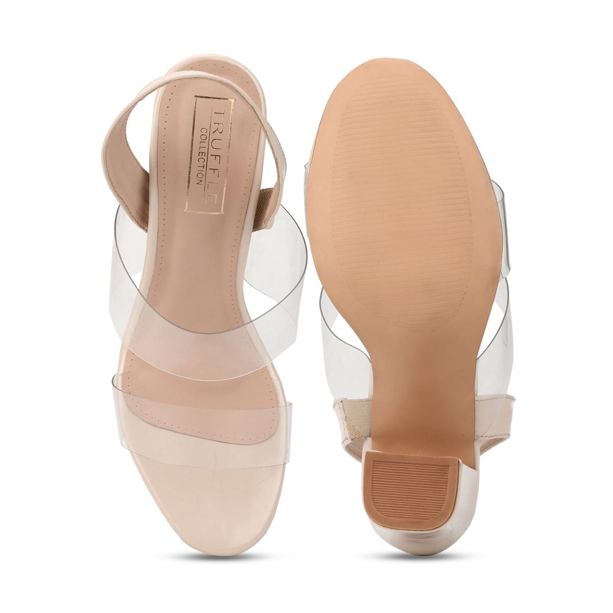 Truffle Collection Nude Perspex Patent Sandals With Back Strap Buy