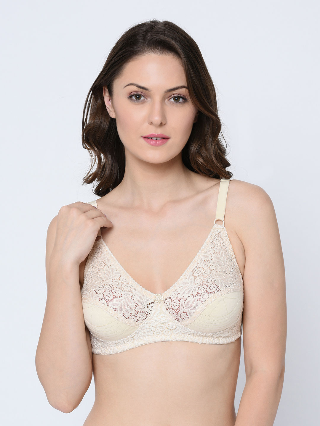 Buy Da Intimo Non Padded Non Wired Lacy Bra Nude 42C Online