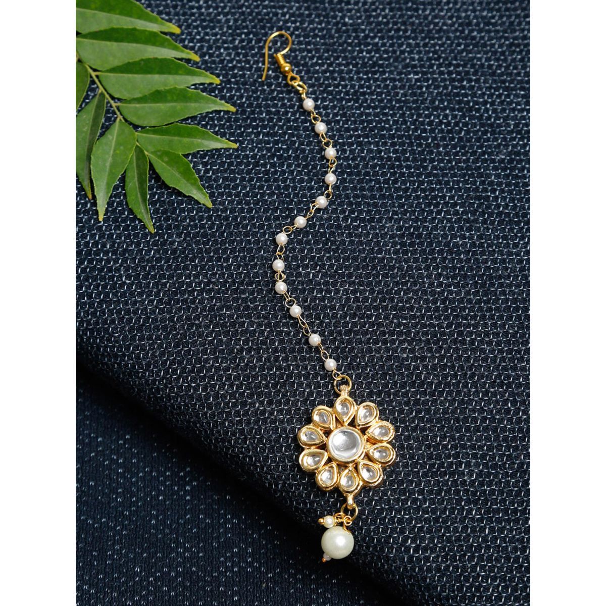 Ruby Raang Studio Gold Plated White Faux Kundan Studded Handcrafted