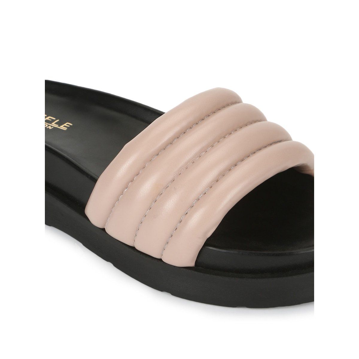 Truffle Collection Nude PU Quilted Platform Slides Buy Truffle