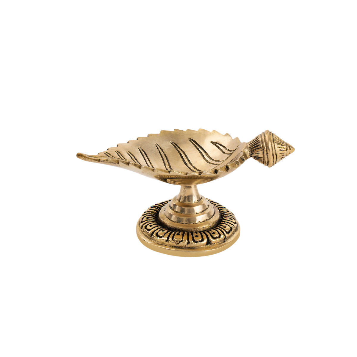 Buy DecorTwist Brass Leaf Shaped Diya On Decorative Base Single Online