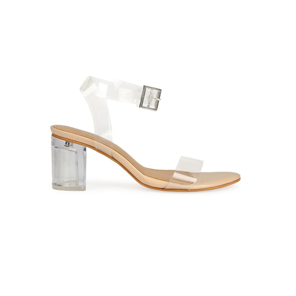 Truffle Collection Nude Patent Perspex Clear Block Heels Buy Truffle