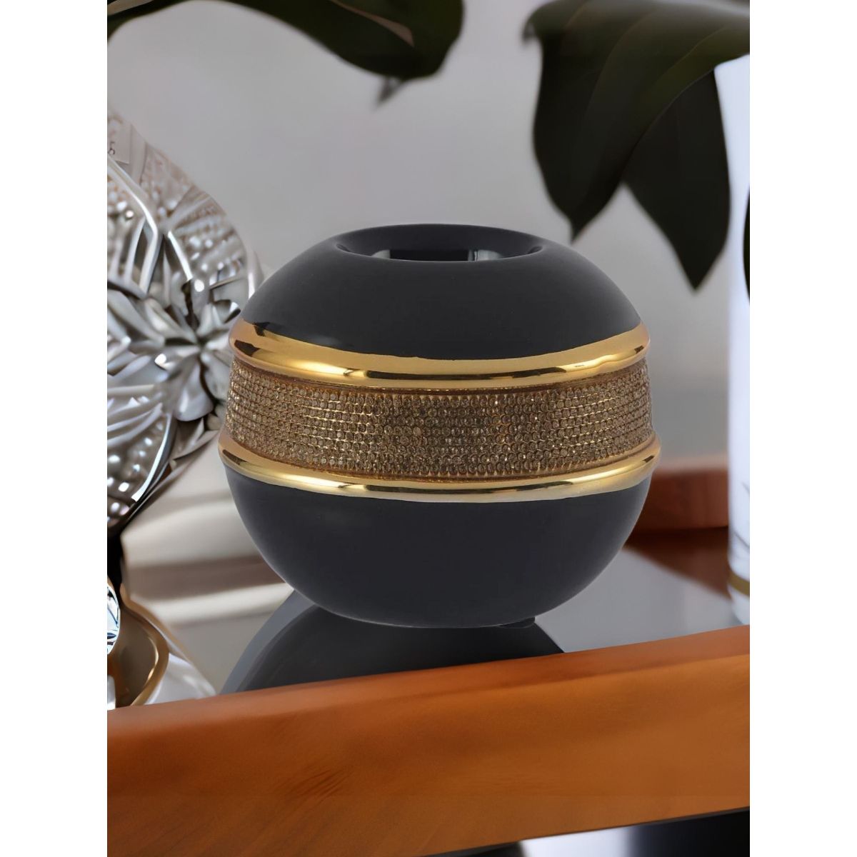 At Home By Nilkamal Round Jewel Votive Candle Holder Black Gold Buy