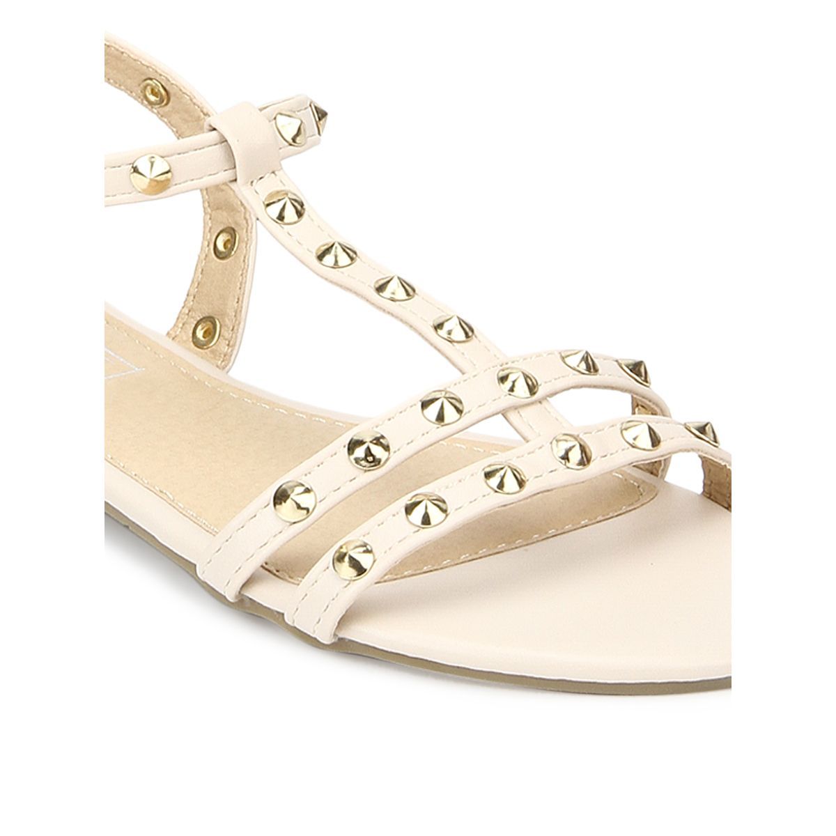 Buy Truffle Collection Nude Studded Slip On Flats Online