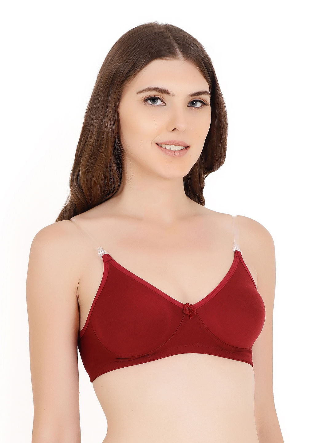 Buy Floret Pack Of Solid T Shirt Bra Maroon Nude Online