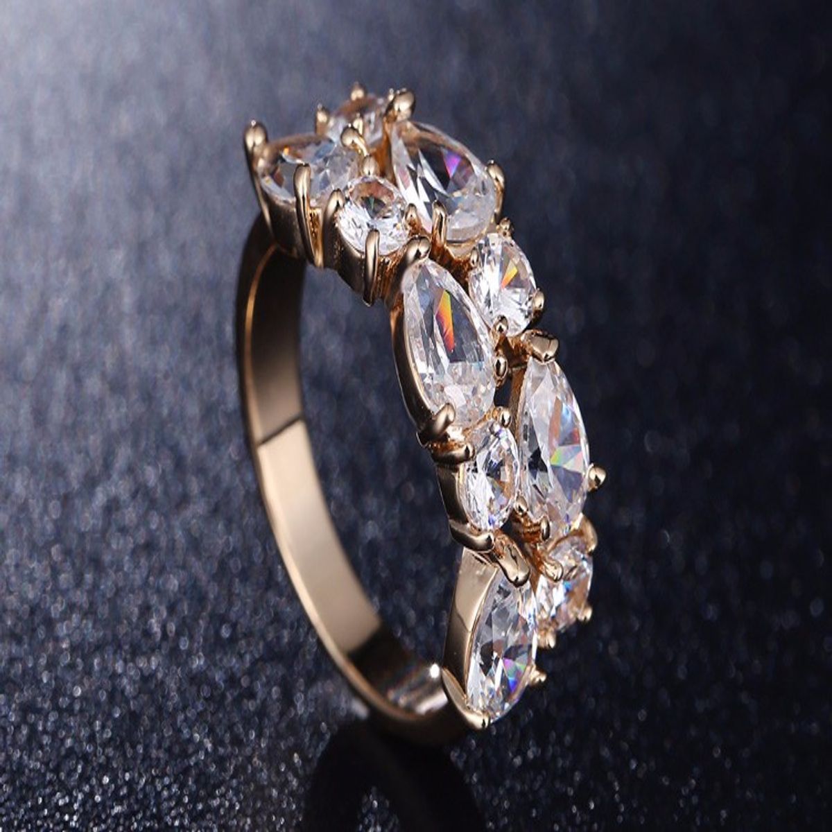 Buy Fabula Jewellery Gold Plated Statement Cubic Zirconia Engagement