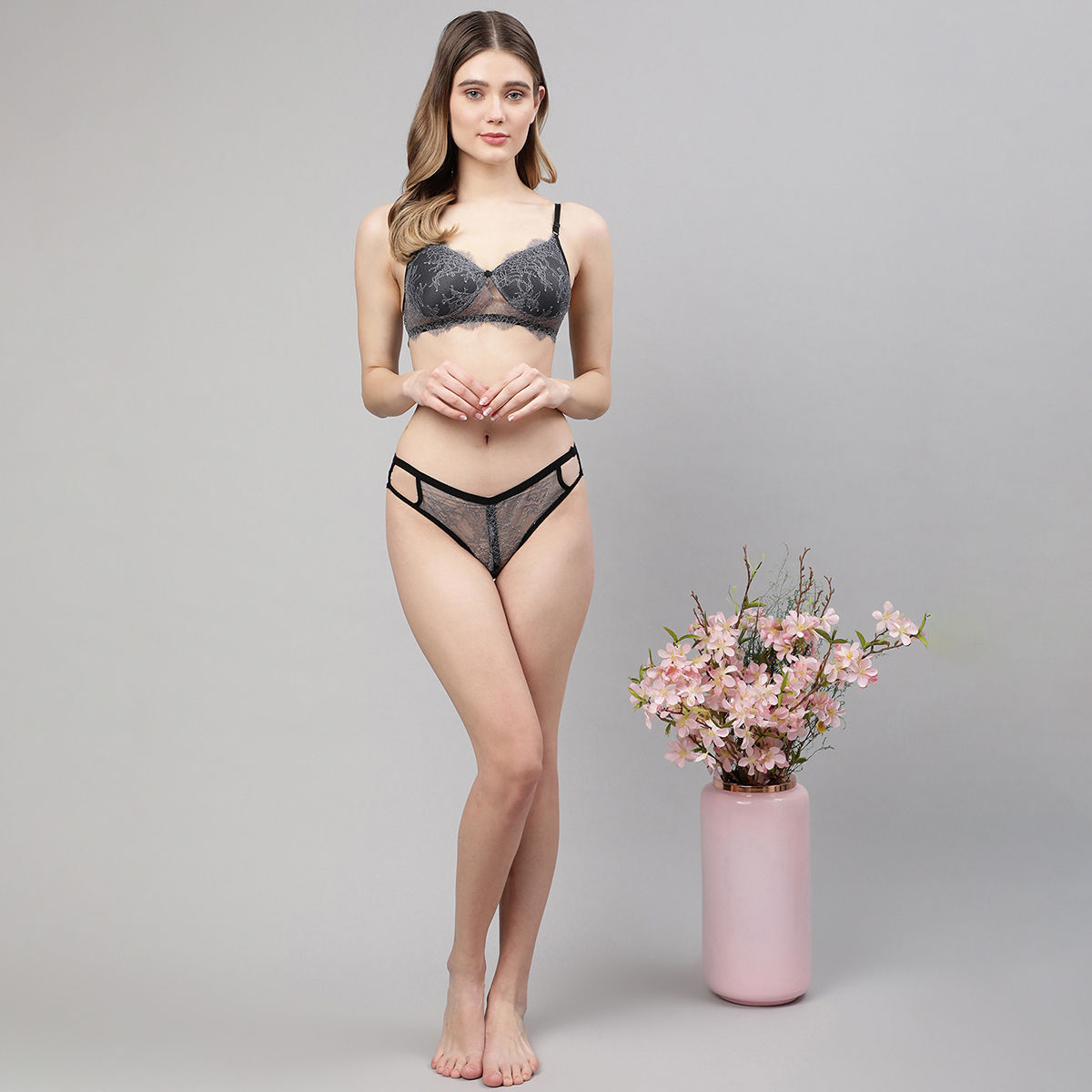 Buy PrettyCat Lingerie Set Grey Online