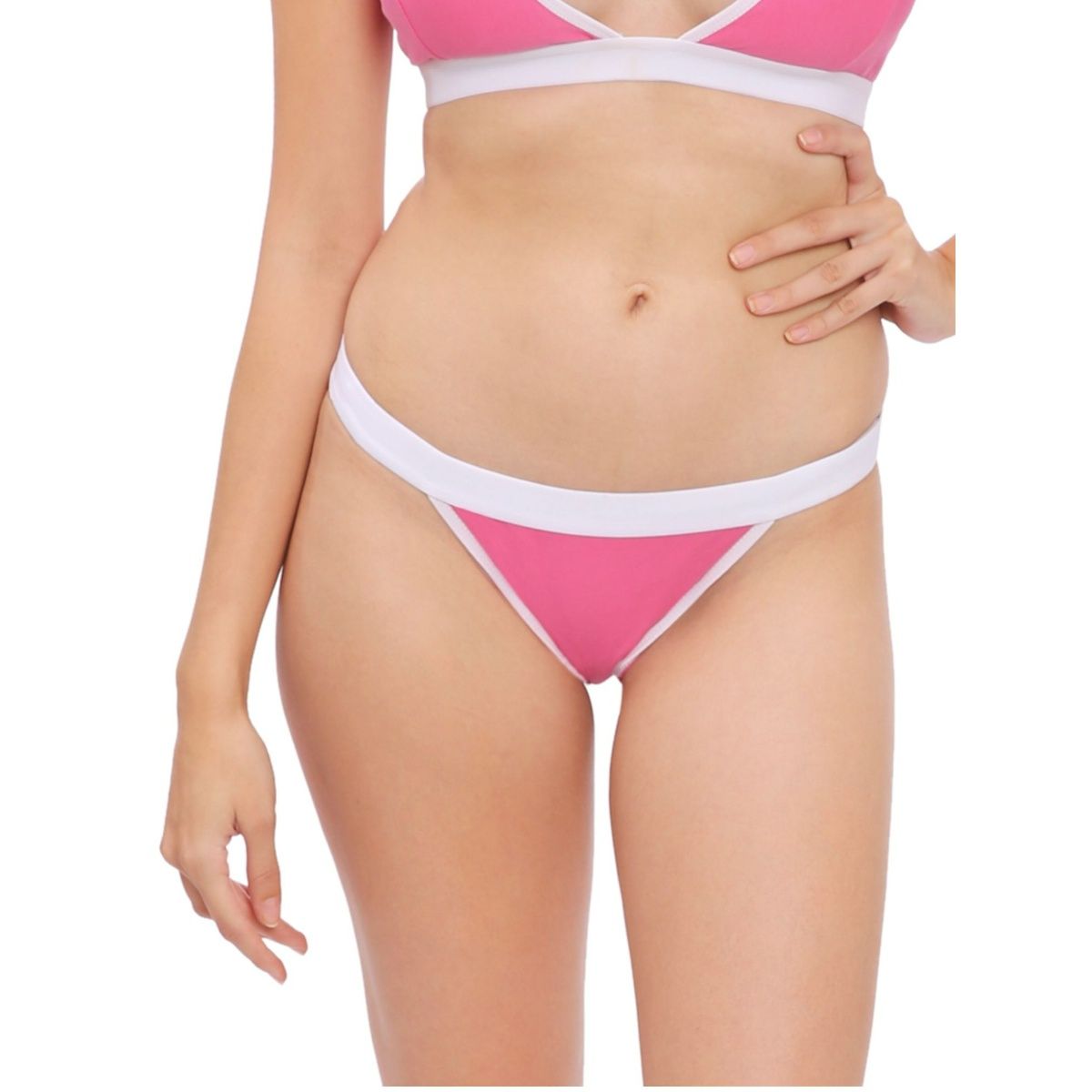 Buy Berry S Intimatess Pink White Color Mid Rise Bikini Panty Online