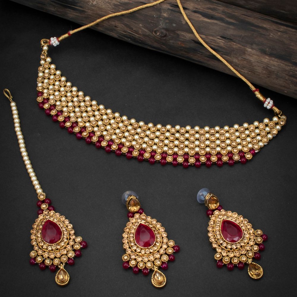 Buy Sukkhi Classic Lct Gold Plated Pearl Choker Necklace Set Skr