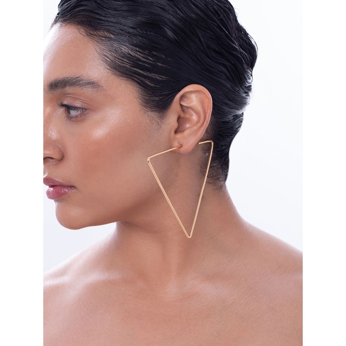 Buy Ethnic Andaz Women Inverted Open Triangle Earrings Gold Online