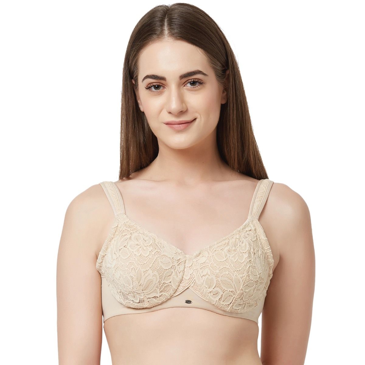 Soie Women S Full Coverage Non Padded Wired Lace Bra Nude Buy Soie