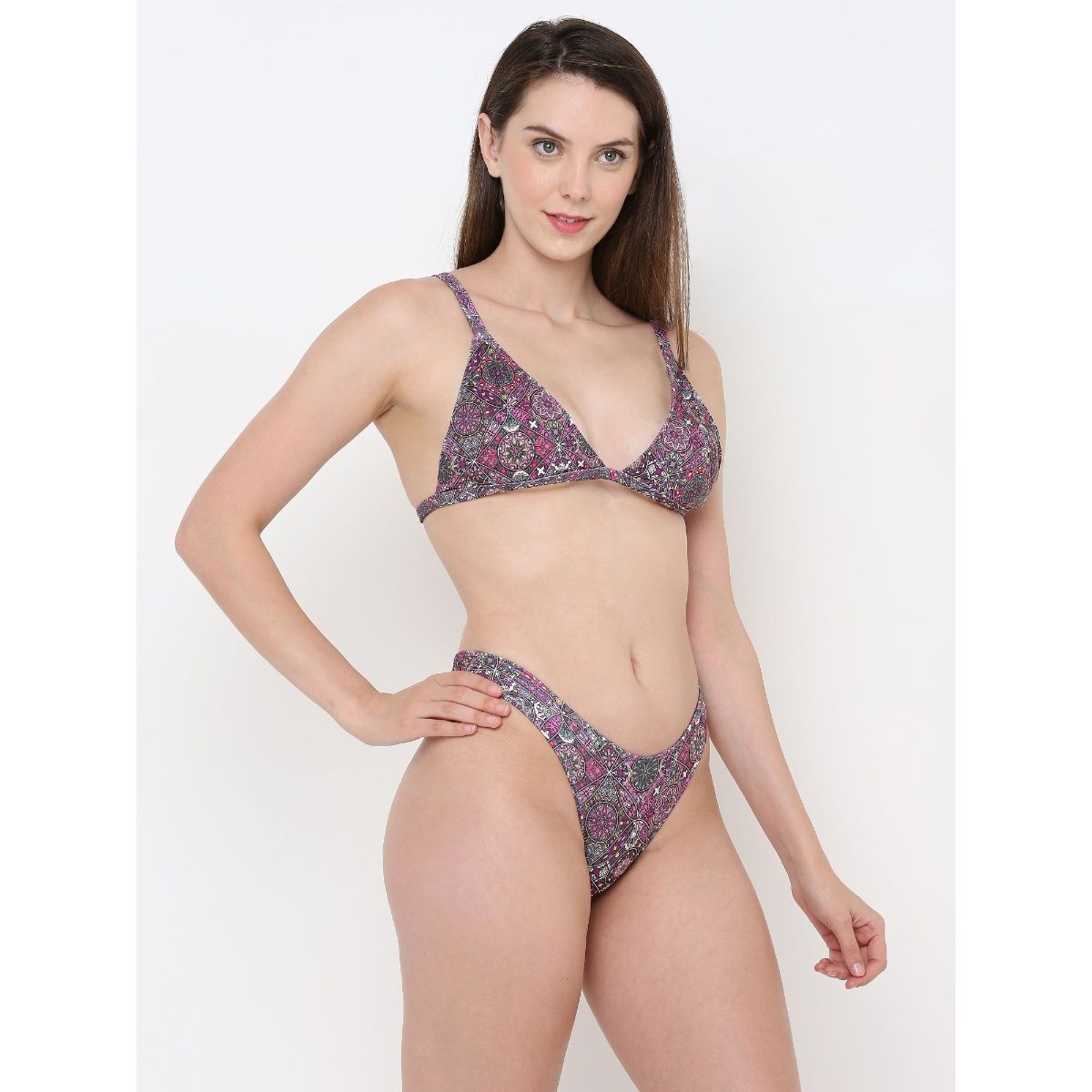 Berry S Intimatess Women Bikini Sets In Yellow And Purple Printed