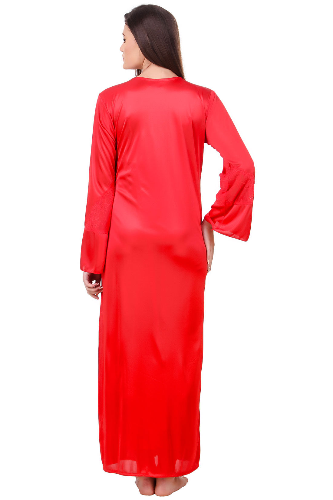 Fasense Women Satin Red Nightwear Pc Set Of Nighty Wrap Buy