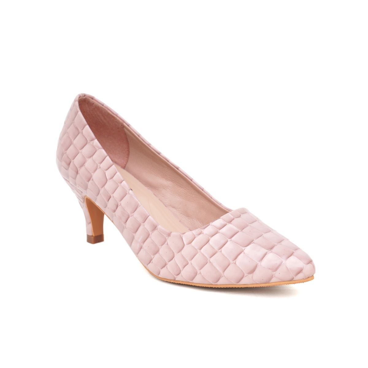 Buy Sherrif Shoes Womens Nude Kitten Heel Pumps Online