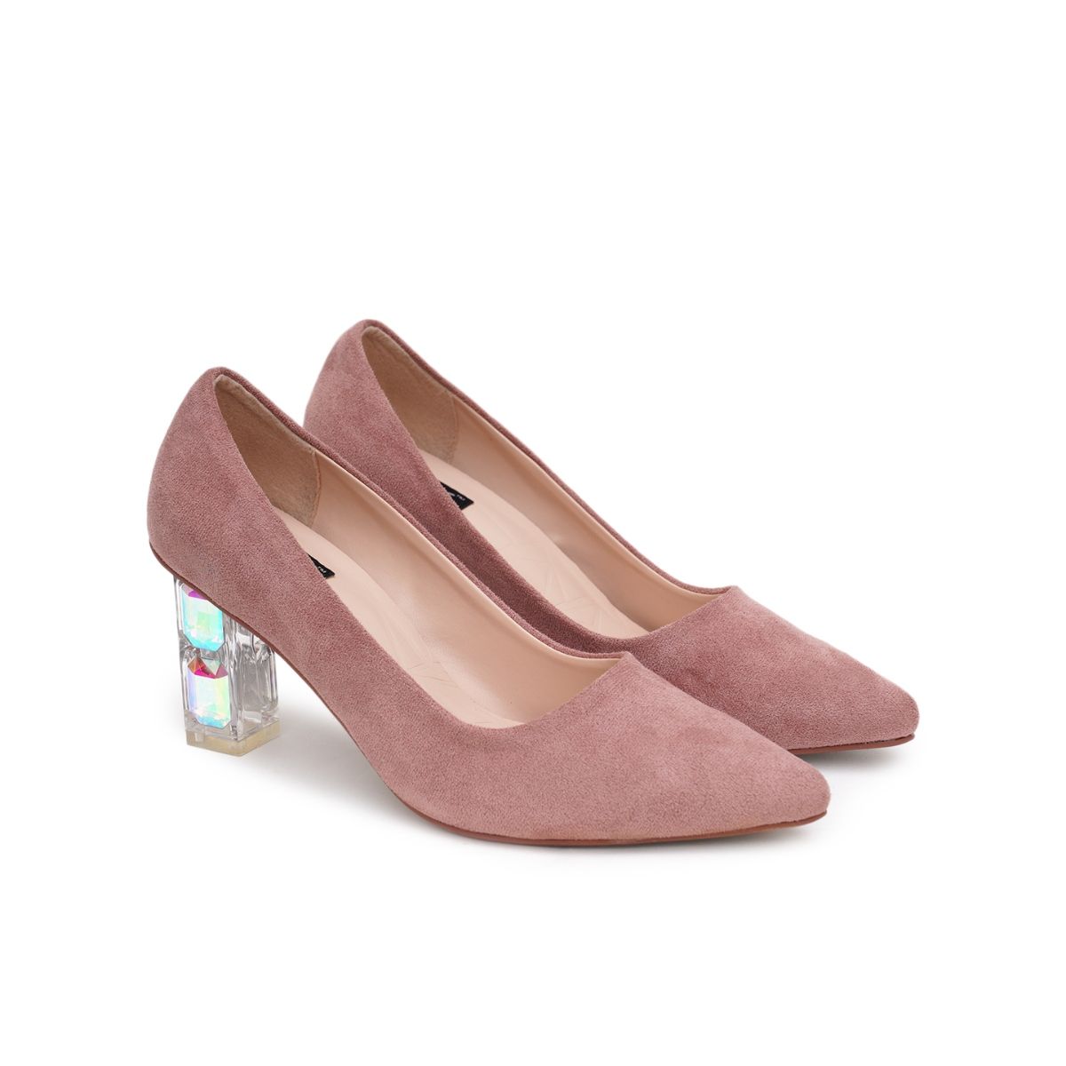 Buy Sherrif Shoes Womens Nude Block Heel Pumps Online