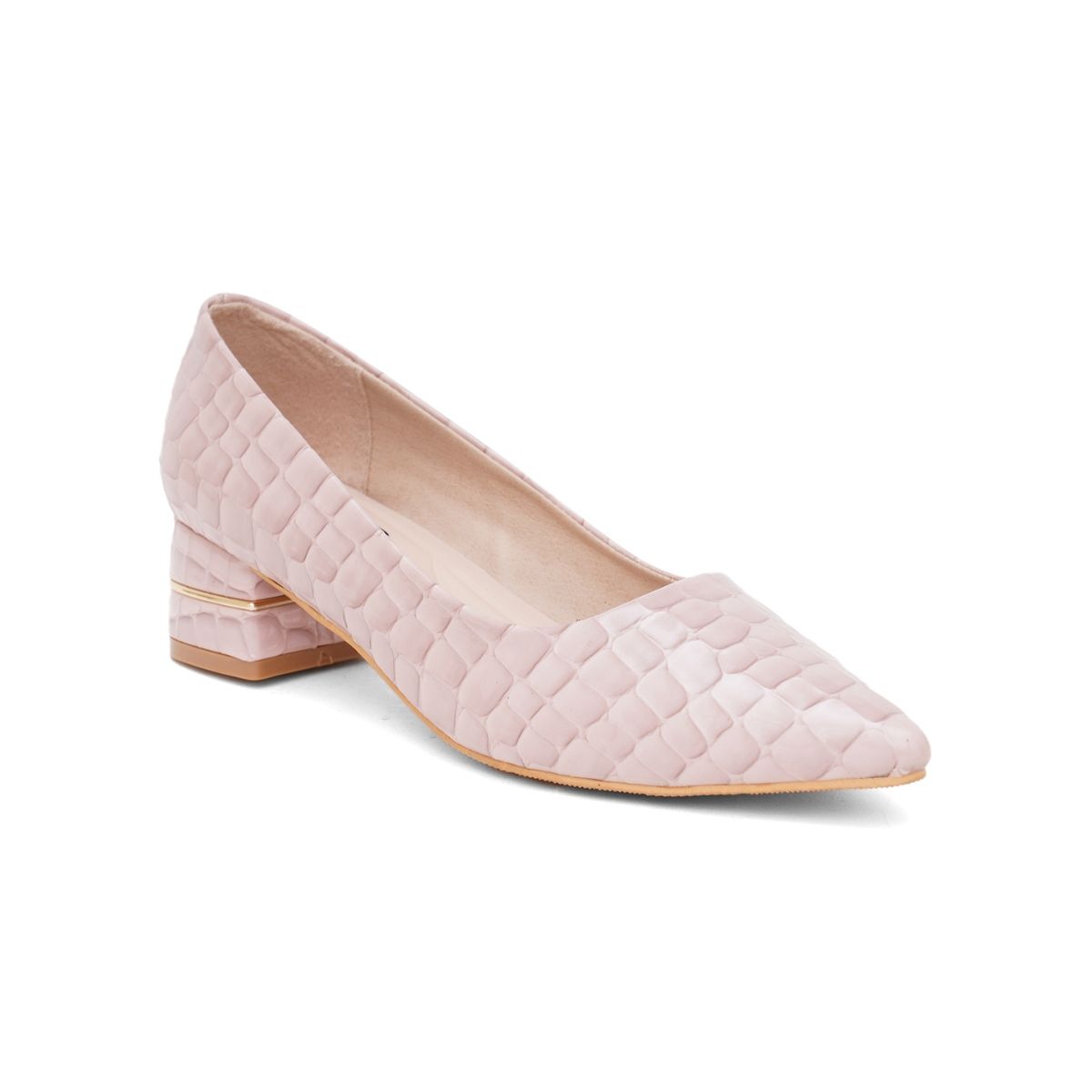 Buy Sherrif Shoes Womens Nude Block Heel Pumps Online