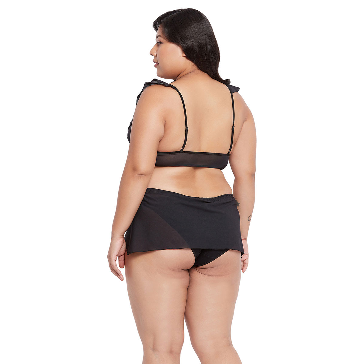 Secrets By Zerokaata Plus Size Women Self Design Sheer Lingerie Set