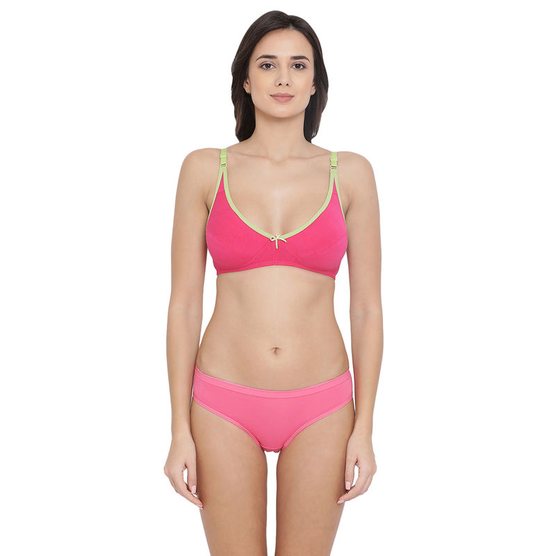 Buy Clovia Cotton Non Padded Wirefree Demi Cup Bra Low Waist Bikini