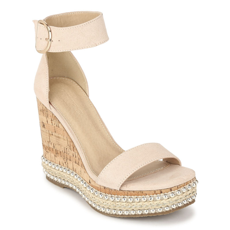 Truffle Collection Nude Micro Embellished Wedges Buy Truffle Collection Nude Micro Embellished
