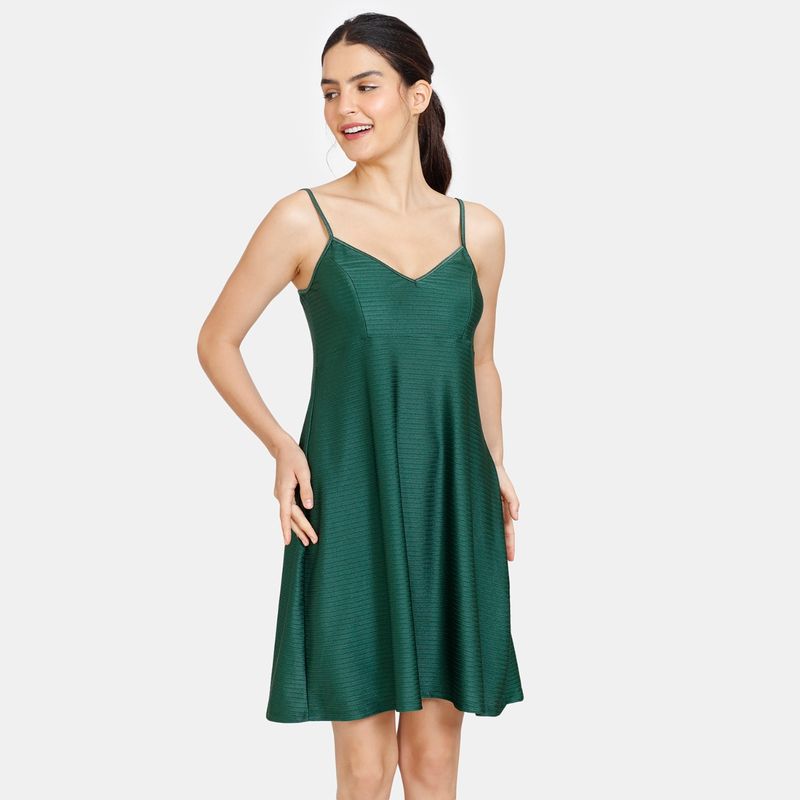 Buy Zivame Non Padded Wirefree Relaxed Fit Babydoll With Bikini Panty Dark Green Online