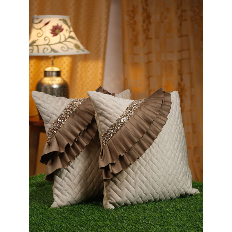 Buy Hosta Homes Off White Coloured Nude Pieces Geometric Square Cushion Covers X Inches