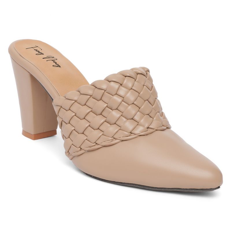 Buy Dapper Feet Weaved Mule Sandals Nude Online