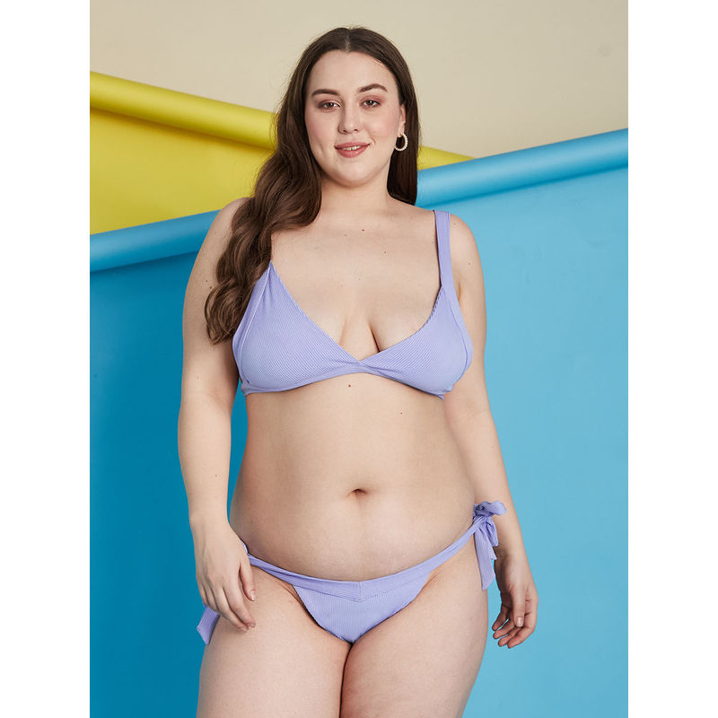 Buy Secrets By ZeroKaata Lavenderplus Size Ribbed Beachwear Swim Bikini Set Of 2 Online