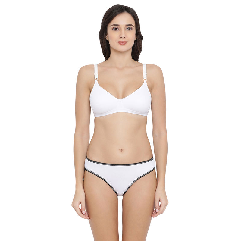 Clovia Cotton Non Padded Non Wired Full Cup Bra Low Waist Bikini