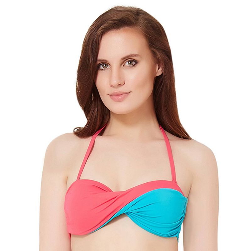 Buy Amante Turquoise Pink Twisted Bandeau Bikini Top S Online