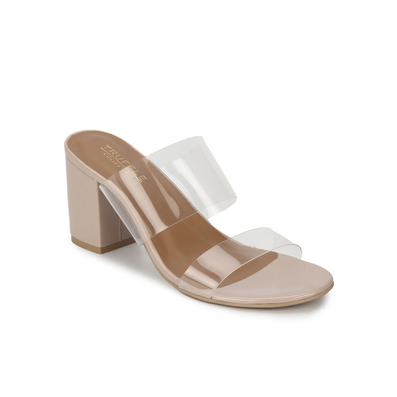 Truffle Collection Nude Patent Slip Ons With Clear Straps Buy Truffle