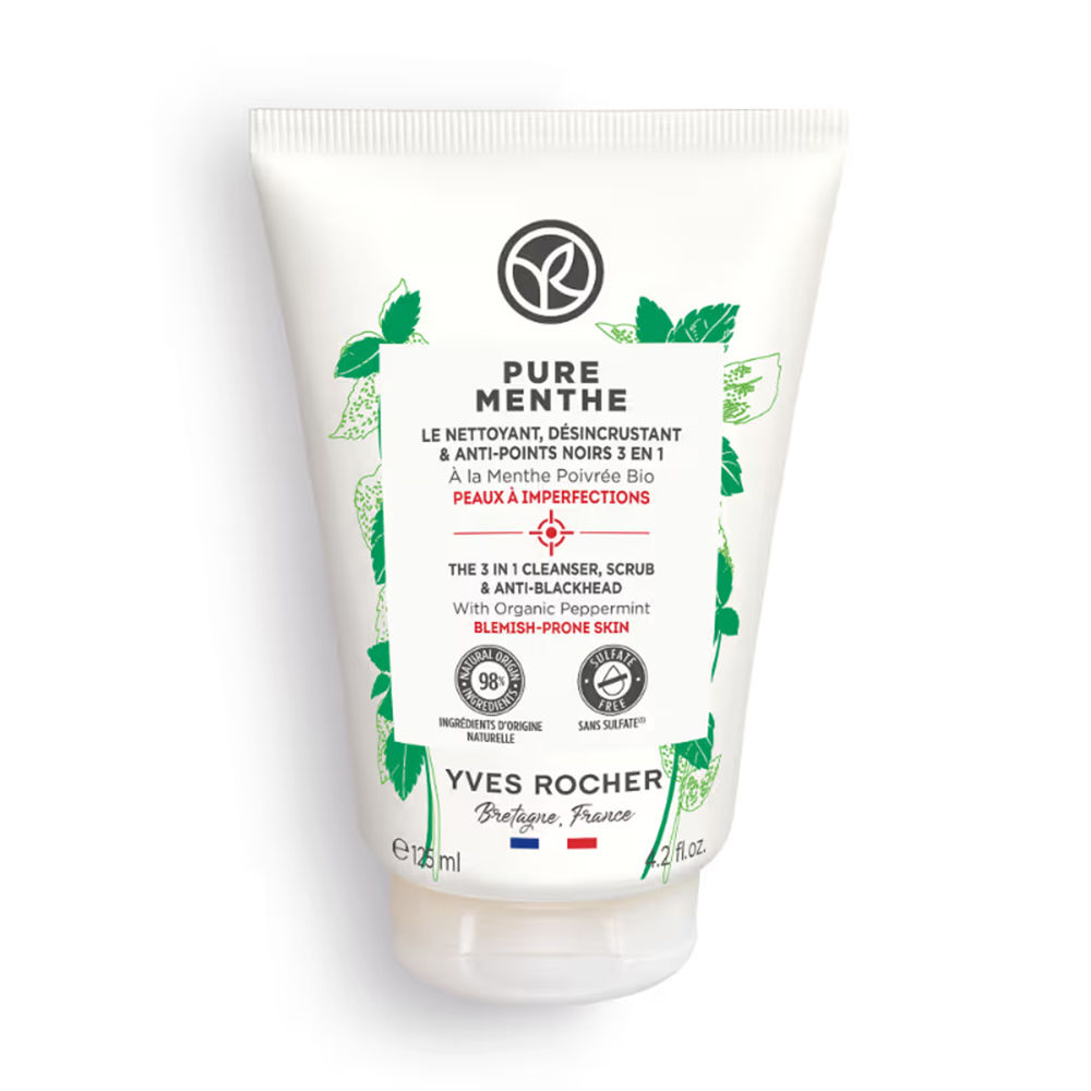 Yves Rocher Pure Menthe The 3 In 1 Cleanser, Scrub & Anti-Blackhead