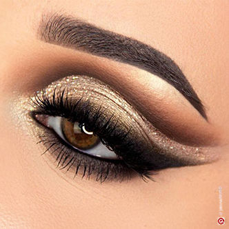 Golden cut crease eye makeup