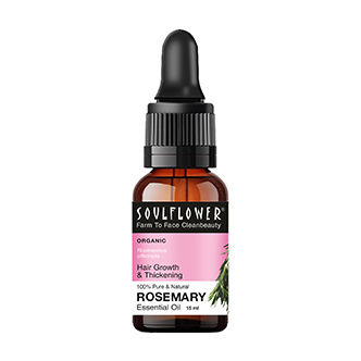 Soulflower Organic Rosemary Hair Growth Essential Oil, Hair Serum for Healthy Strong Thick Hair