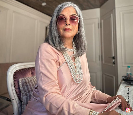 Zeenat Aman wearing a pink monotone makeup