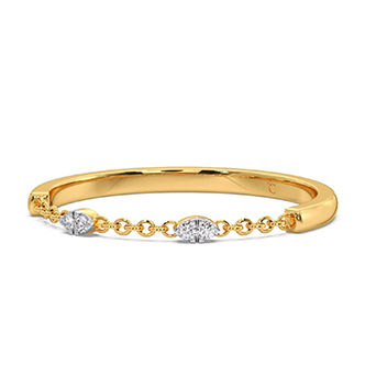 Candere by Kalyan Jewellers BIS Hallmark 18k Yellow Gold Twin Hearts Real Diamond Ring for Women
