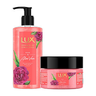Lux Rose Aloe Vera Brightening Body Wash & Scrub Combo