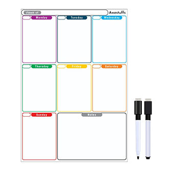 Awestuffs Magnetic Weekly Planner Dry Erase Whiteboard Sheet With 2 Markers