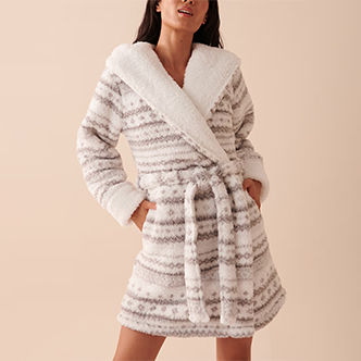 La Vie En Rose Fair Isle Sherpa Robe - Multi-Color