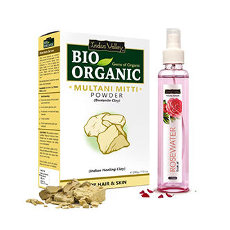 Indus Valley Fresh Rose Water Toner with Multani Mitti Powder Combo Pack
