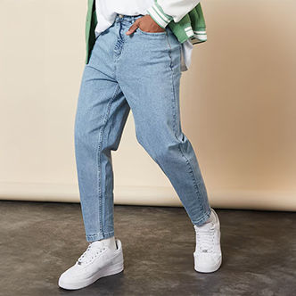 Styli Balloon Fit Jeans With Pocket Construct Blue
