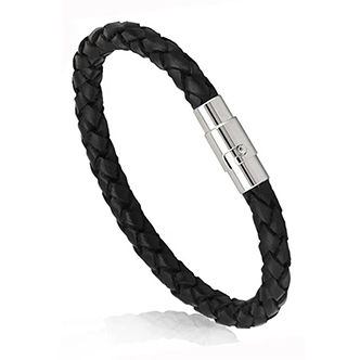 OOMPH Jewellery Black Braided Leather Handmade Wrap Bracelet For Men & Boys
