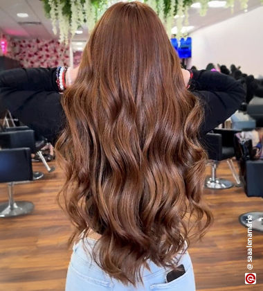 black hair with brown highlights
