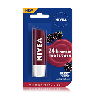 NIVEA Tinted Lip Balm with Natural oils & 24H melt-in moisture- Fruity Pomegranate Shine